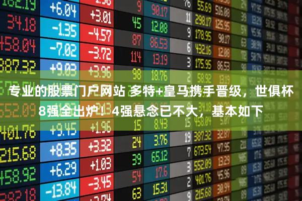 专业的股票门户网站 多特+皇马携手晋级，世俱杯8强全出炉！4强悬念已不大，基本如下
